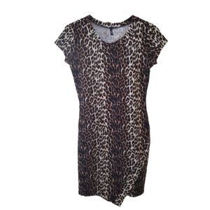 Oboe Leopard Print Short Sleeve Dress